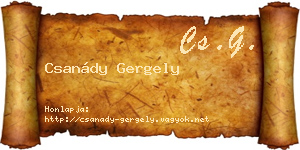 Csanády Gergely névjegykártya